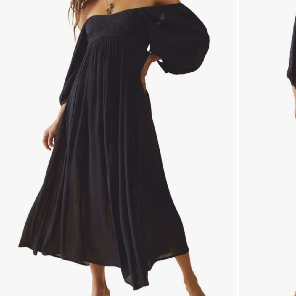 Free People Black Off-Shoulder Maxi Dress